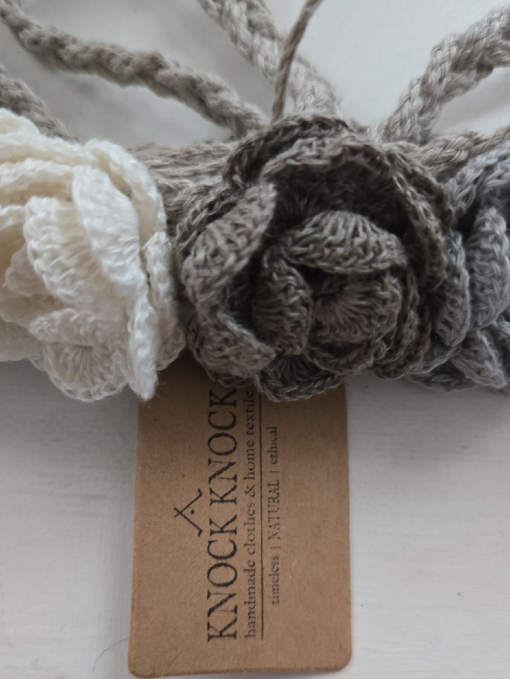 New Knock Knock Linen Handmade Crochet Floral Belt Head Band - Picture 4 of 12